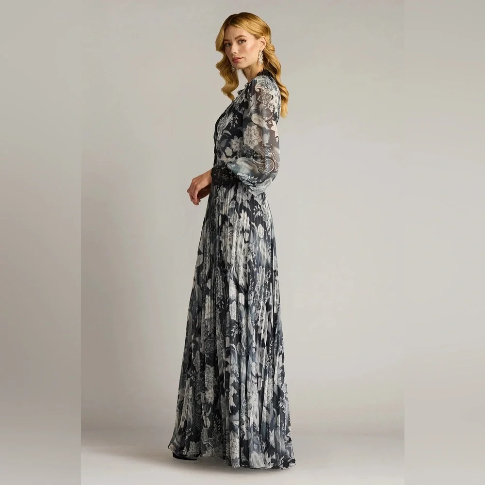 TADASHI SHOJI - AUDRA FLORAL PRINT CHIFFON GOWN - Picture 4 of 6